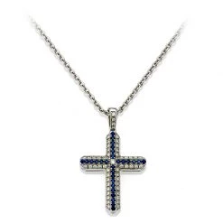 Scully & Scully 18K White Gold Diamond & Sapphire Pendant Necklace