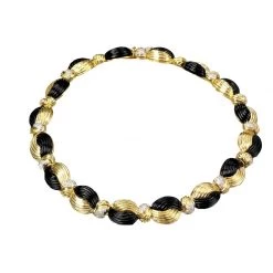 Scully & Scully 18k Gold Black Onyx & Diamond Necklace