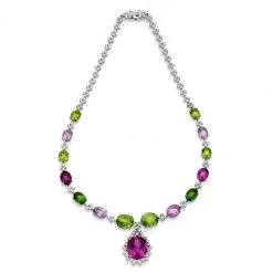 Scully & Scully 18k White Gold Rainbow Paraiba Diamond Necklace