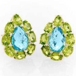 Scully & Scully 18k Peridot Cluster Blue Topaz Pear Earrings -Jewelry Shop unnamed file 313
