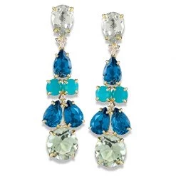 Scully & Scully 18k Gold Blue Cascade Earrings