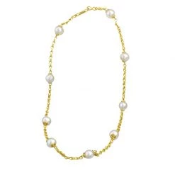Scully & Scully 22k Gold Sailor's Knot Freshwater White Pearl Necklace