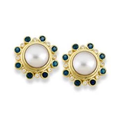 Scully & Scully Blue Topaz & Mabe Pearl Earrings