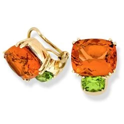 Scully & Scully 18k Gold Madeira Gem Honey Citrine & Peridot Earrings