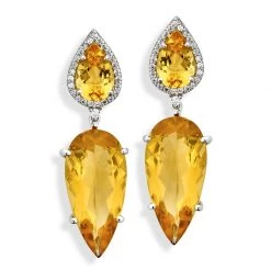 Scully & Scully 18k White Gold Oval Citrine Drop Earrings