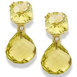 Scully & Scully 18K Lemon Citrine Diamond Drop Earrings