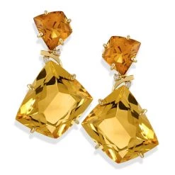 Scully & Scully 18k Gold Quadrilateral Citrine Earrings