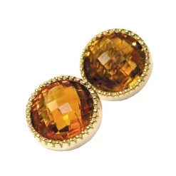 Scully & Scully 18k Gold Madeira Citrine Button Earrings