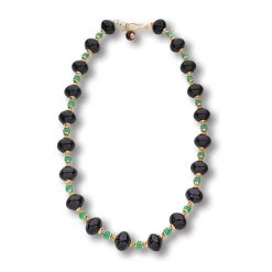 Scully & Scully 18k Gold Black Onyx & Chrysoprase Necklace