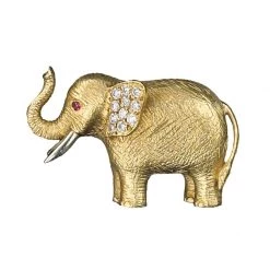 Scully & Scully 18k Gold And Diamond Elephant Pin