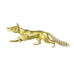 Scully & Scully 18k Yellow Gold Fox Pin