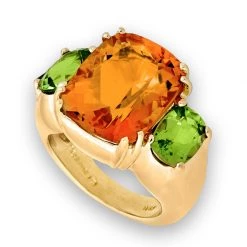 Scully & Scully 18k Yellow Gold Madeira Gem Honey Citrine & Peridot Earrings And Ring