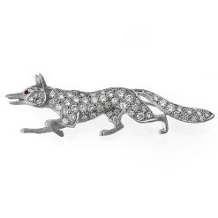 Scully & Scully 18k White Gold Fox Pin