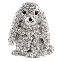 Scully & Scully 18k White Gold Lop-Eared Rabbit Pin