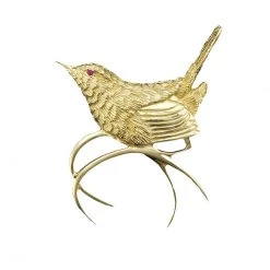 Scully & Scully 18k Gold Carolina Wren Pin / Pendant