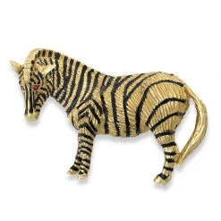 Scully & Scully 18K Gold Enamel Zebra Pin