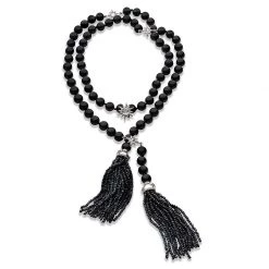 Scully & Scully Sterling Silver Aztec Starburst Onyx & Spinel Lariat Necklace