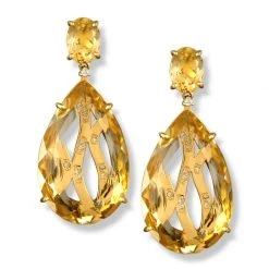 Scully & Scully Citrine Drop Diamond Weave Earrings