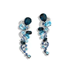 Scully & Scully 18k White Gold Blue Topaz Pallette Earrings