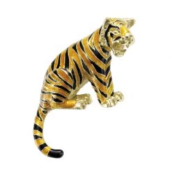 Scully & Scully 18k Gold & Enamel Tiger Pin