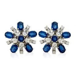 Scully & Scully Diamond Burst Earrings, Royal Blue Kyanite