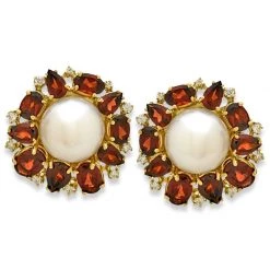 Scully & Scully Diamond And Pearl Earrings, Garnet