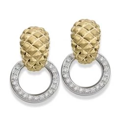 Scully & Scully 18K Matte Gold Pineapple Diamond Earrings