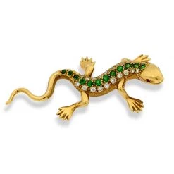 Scully & Scully 18k Gold Tsavorite & Diamond Salamander Pin