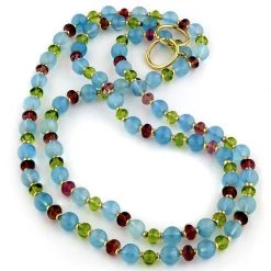 Scully & Scully 18k Gold Multicolor Gemstone Rondel Necklace