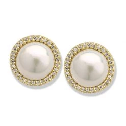 Scully & Scully 18K Yellow Gold Pearl And Diamond Earrings