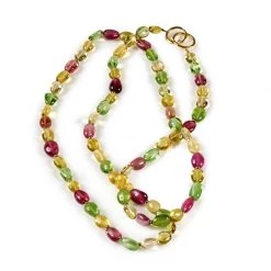 Scully & Scully 18k Yellow Gold Beryl, Rubellite, & Peridot Necklace
