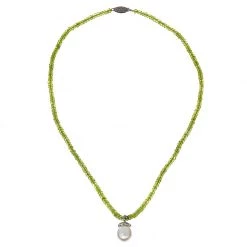 Scully & Scully Peridot Bead & Pearl Drop Diamond Necklace