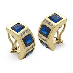 Scully & Scully 18k Gold Princess Diamond Kyanite Earrings