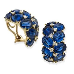 Scully & Scully 18k Royal Blue Kyanite & Diamond Herringbone Earrings