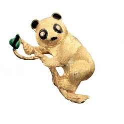 Scully & Scully 18k Yellow Gold Enamel Baby Panda Pin