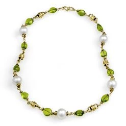 Scully & Scully 18k Yellow Gold Peridot & Freshwater Pearl Necklace