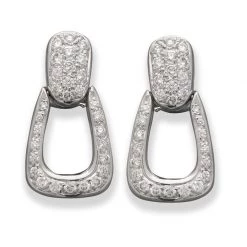 Scully & Scully 18k White Gold Diamond Door Knocker Earrings