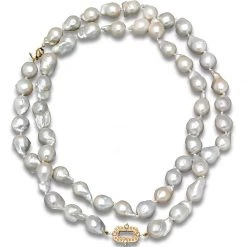 Scully & Scully 18k Gold Cleo Baroque Pearl Necklace