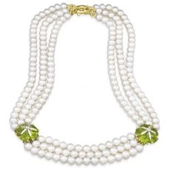 Scully & Scully 18k Yellow Gold Peridot & Pearl Necklace