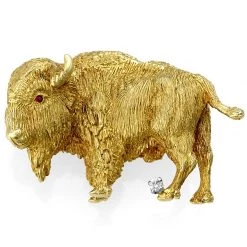 Scully & Scully 18k Yellow Gold Buffalo Pin
