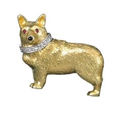 Scully & Scully 18k Yellow Gold Corgi Pin