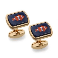 Halcyon Days Clown Fish On Navy Rectangular Cufflinks
