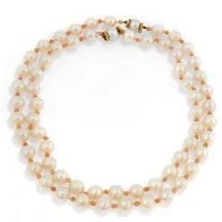 Scully & Scully 18k Gold Nesting Pearl & Pink Coral Necklaces