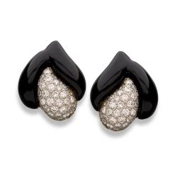 Scully & Scully 18k Onyx & Diamond Calla Lily Earrings