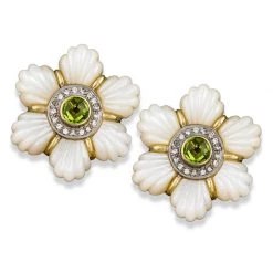 Scully & Scully 18k Gold Mother Of Pearl Flower Earrings