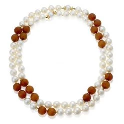 Scully & Scully 18k Gold Nesting Pearl & Horn Necklace