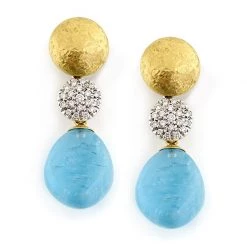 Scully & Scully 18K Hammered Gold & Aquamarine Drop Earrings -Jewelry Shop unnamed file 602