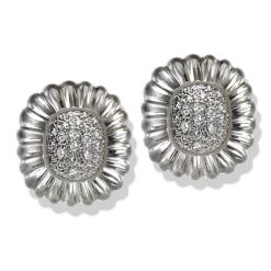 Scully & Scully 18k White Gold Carved Crystal & Diamond Earrings