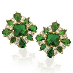 Scully & Scully 18k Gold & Chrome Diopside Cluster Earrings