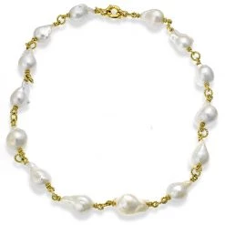 Scully & Scully 18k Yellow Gold Baroque Pearl Necklace